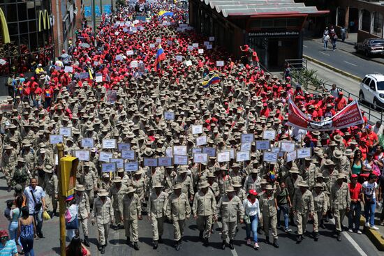 Акция в поддержку президента Венесуэлы Н. Мадуро