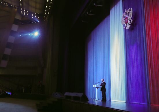 Президент РФ В. Путин на торжественном приеме в честь Дня космонавтики