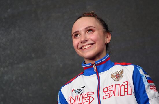 Церемония награждения призеров чемпионата Европы по спортивной гимнастике в Польше