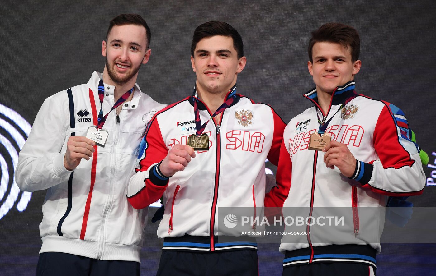 Церемония награждения призеров чемпионата Европы по спортивной гимнастике в Польше