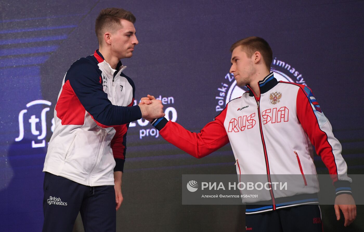 Церемония награждения призеров чемпионата Европы по спортивной гимнастике в Польше