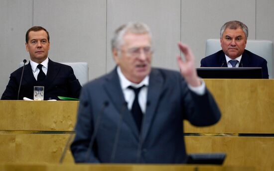 Премьер-министр РФ Д. Медведев выступил в Государственной Думе РФ