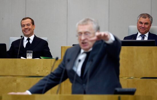 Премьер-министр РФ Д. Медведев выступил в Государственной Думе РФ