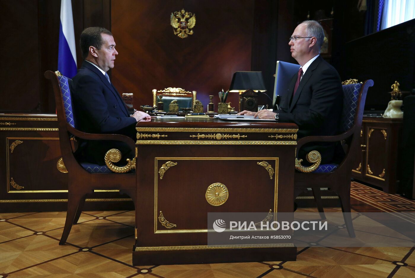 Премьер-министр РФ Д. Медведев встретился с главой РФПИ К. Дмитриевым
