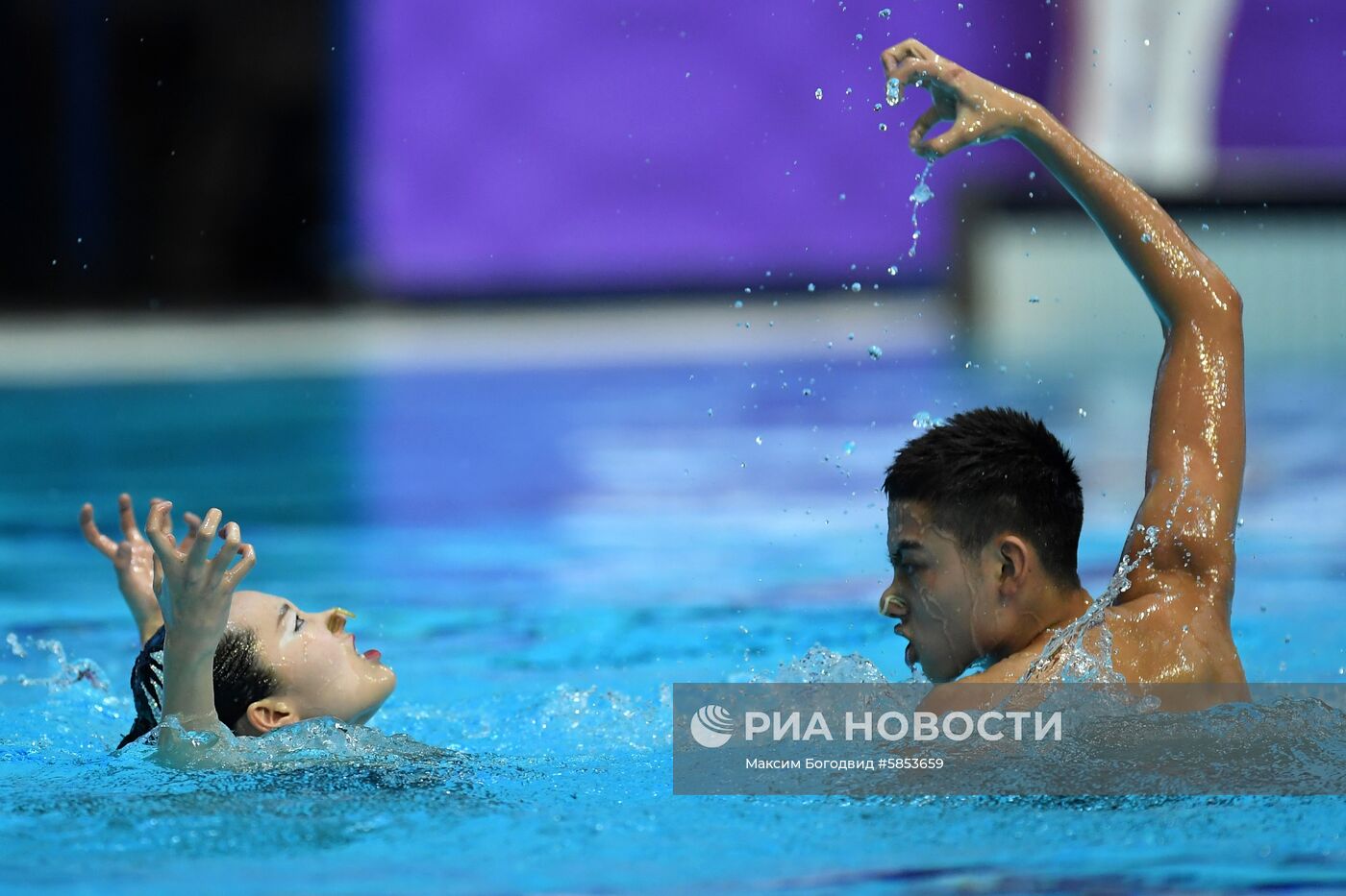 Синхронное плавание. Третий этап Мировой серии. Смешанный дуэт. Техническая программа