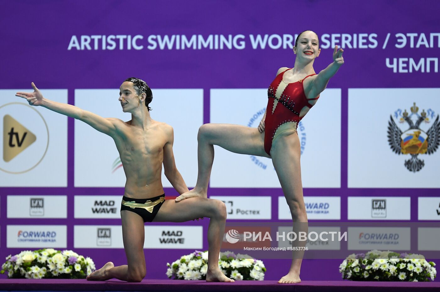 Синхронное плавание. Третий этап Мировой серии. Смешанный дуэт. Техническая программа