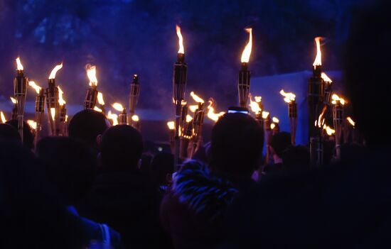 Факельное шествие в Ереване в память о жертвах геноцида армян