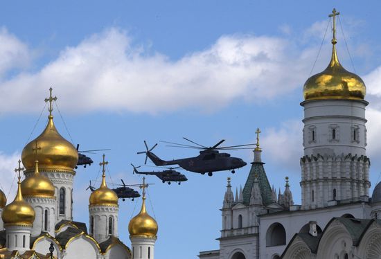 Репетиция воздушной части парада Победы в Москве