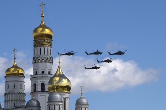 Репетиция воздушной части парада Победы в Москве