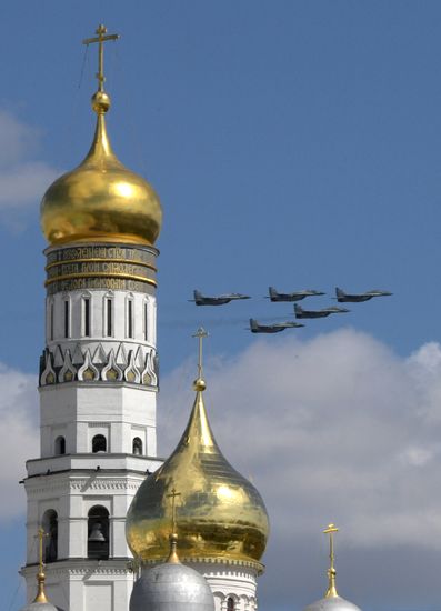 Репетиция воздушной части парада Победы в Москве