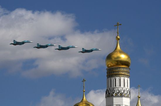 Репетиция воздушной части парада Победы в Москве