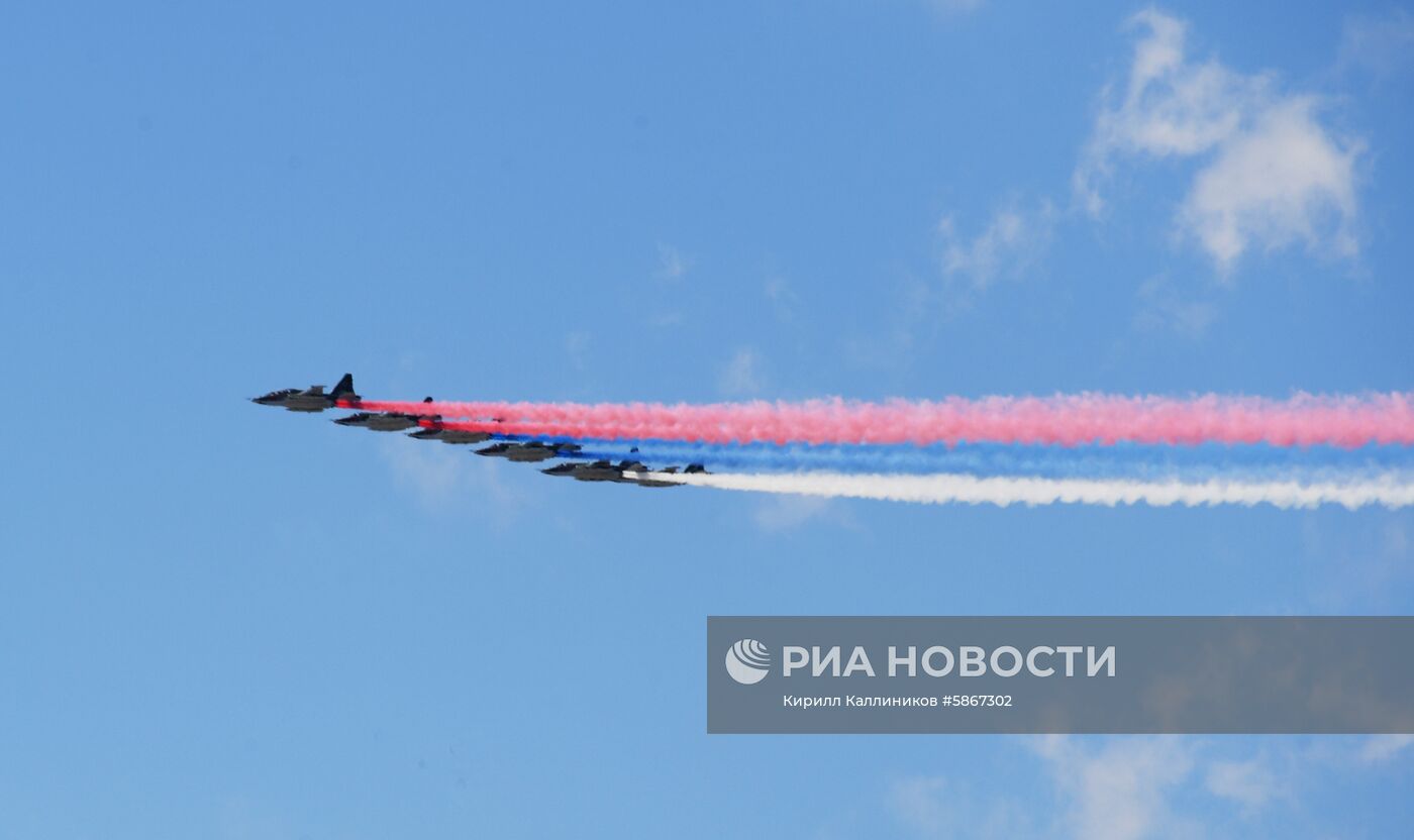 Репетиция воздушной части парада Победы в Москве