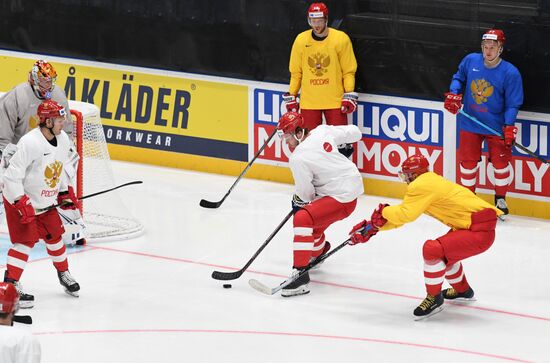 Хоккей. Чемпионат мира. Тренировка сборной России