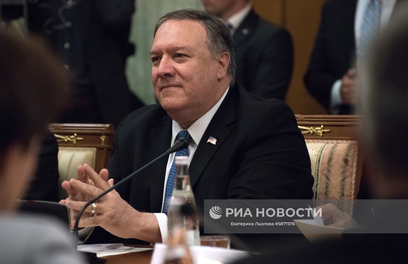 Госсекретарь США Майк Помпео во время встречи в Сочи с министром иностранных дел РФ Сергеем Лавровым. Место: Россия, Краснодарский край, Сочи. Автор: Екатерина Лызлова/РИА Новости. Встреча главы МИД РФ С. Лаврова с госсекретарем США М. Помпео