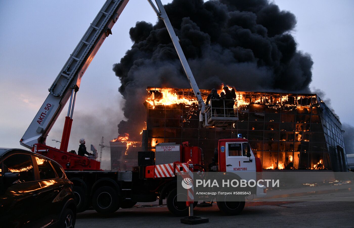 Пожар в автоцентре Hyundai в Кемерове