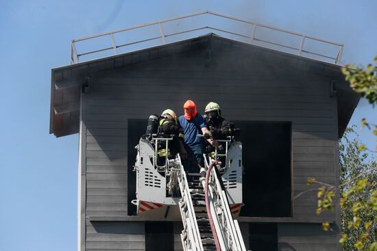 Учения в пожарно-спасательном центре