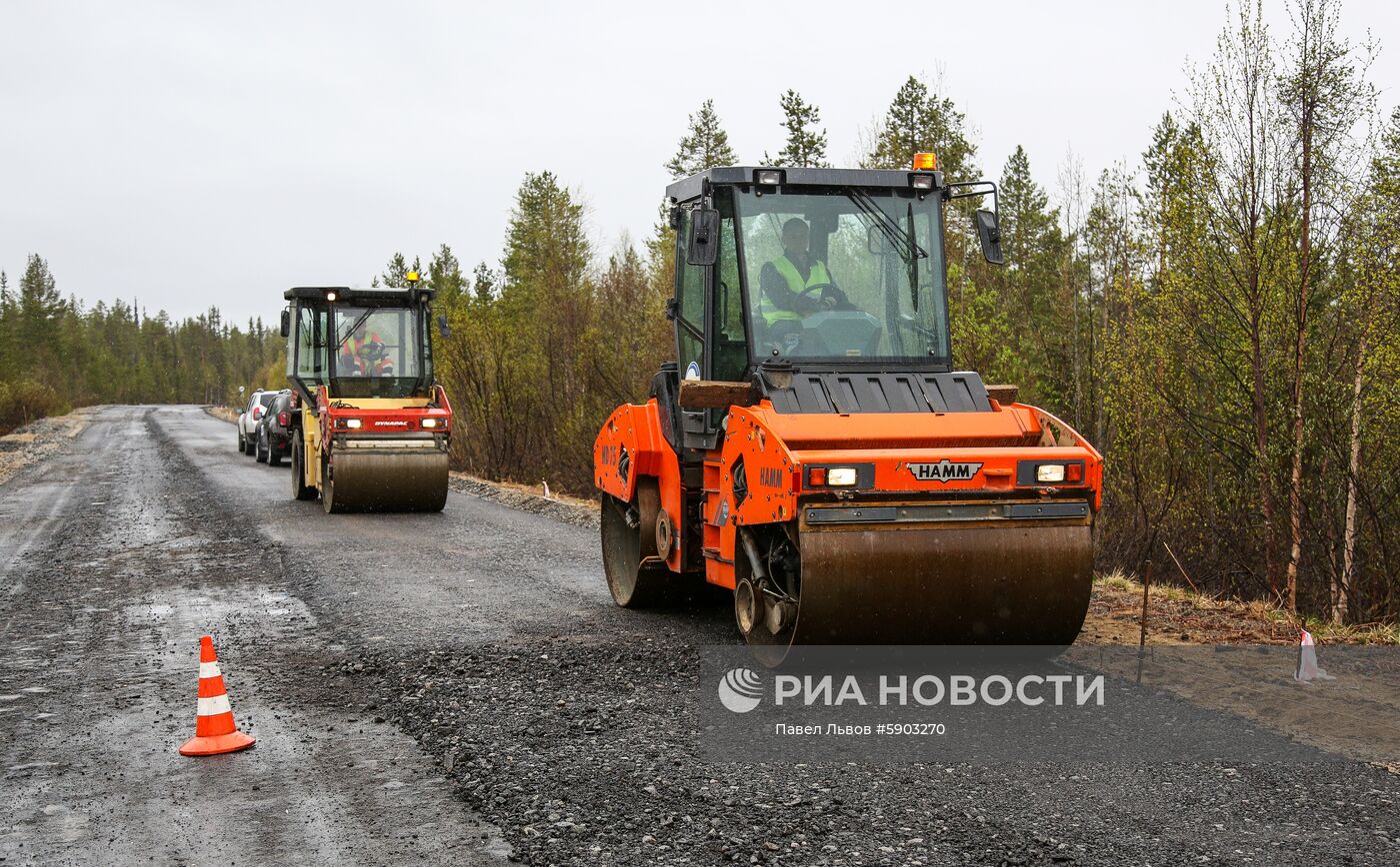 Ремонт автодороги, соединяющей Россию и Финляндию, в Мурманской области