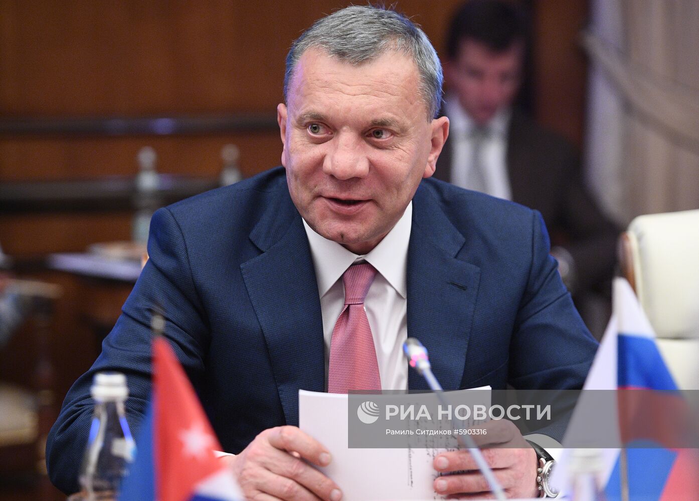 Встреча заместителя председателя правительства РФ Юрия Борисова с вице- премьером Кубы Рикардо Кабрисасом Руисом