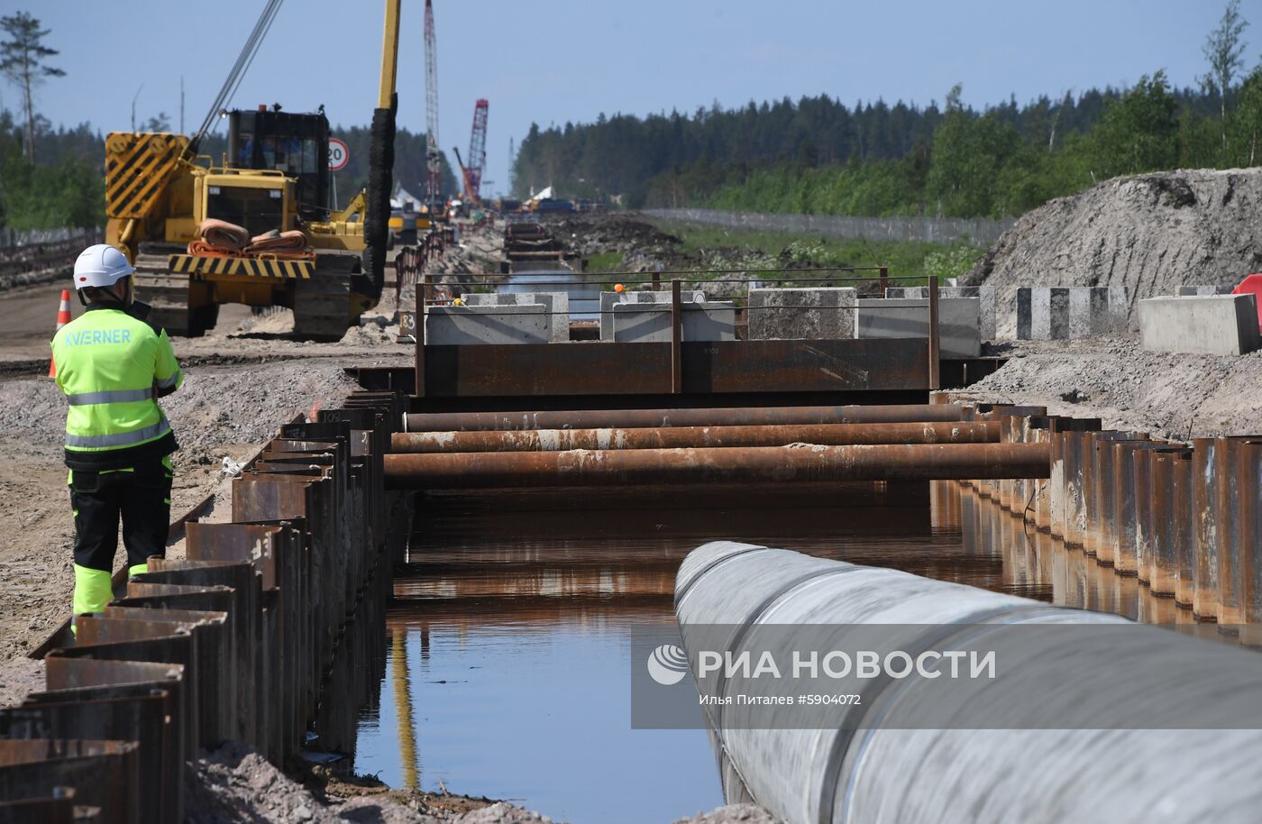 Строительство газопровода "Северный поток-2" в Ленинградской области