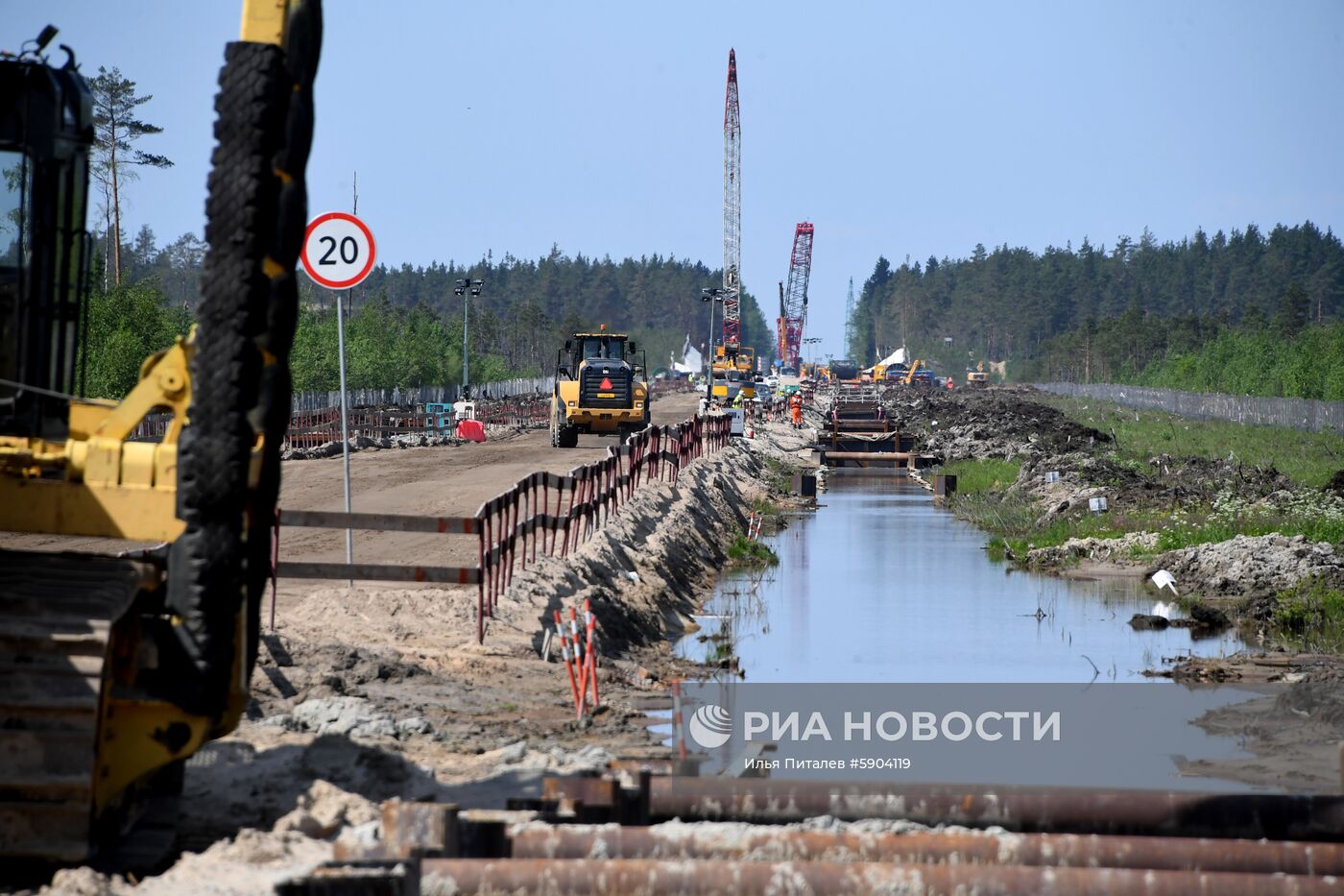 Строительство газопровода "Северный поток-2" в Ленинградской области