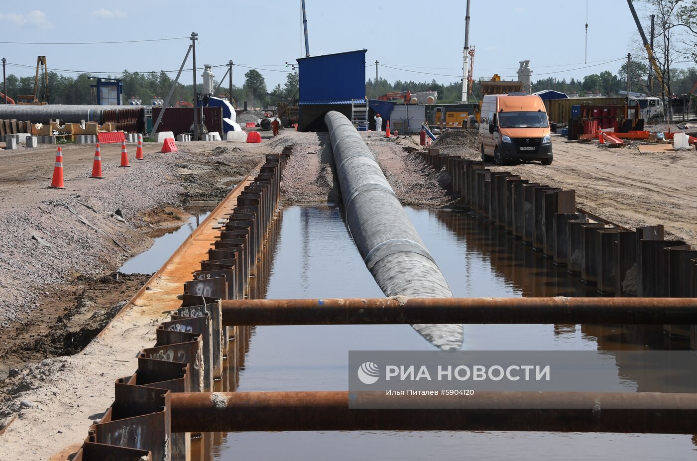 Строительство газопровода "Северный поток-2" в Ленинградской области