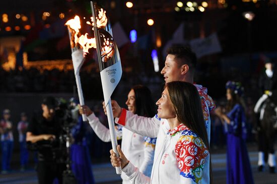 Эстафета "Пламя мира" II Европейских игр прибыла в Минск
