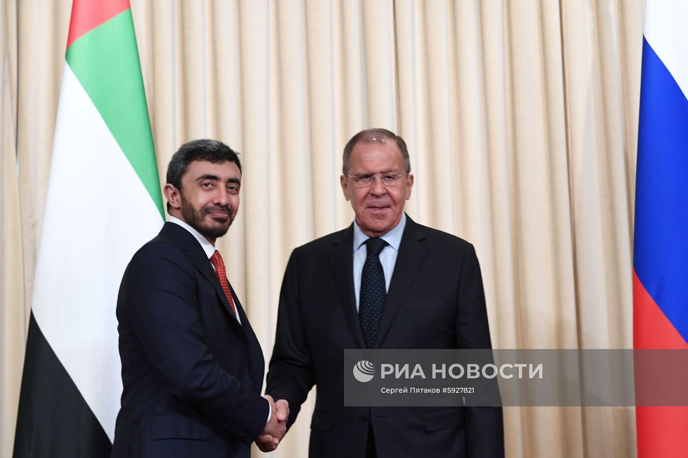 Встреча глав МИД РФ и ОАЭ С. Лаврова и А. бен Заида Аль Нахайяна