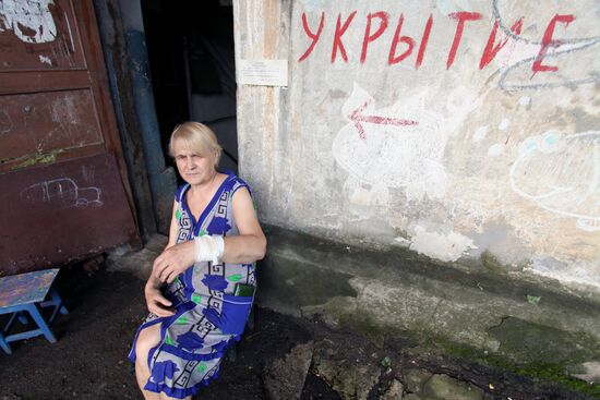 Последствия обстрела в Донецке