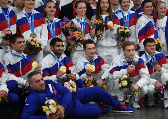 Встреча делегации российских спортсменов-участников II Европейских игр