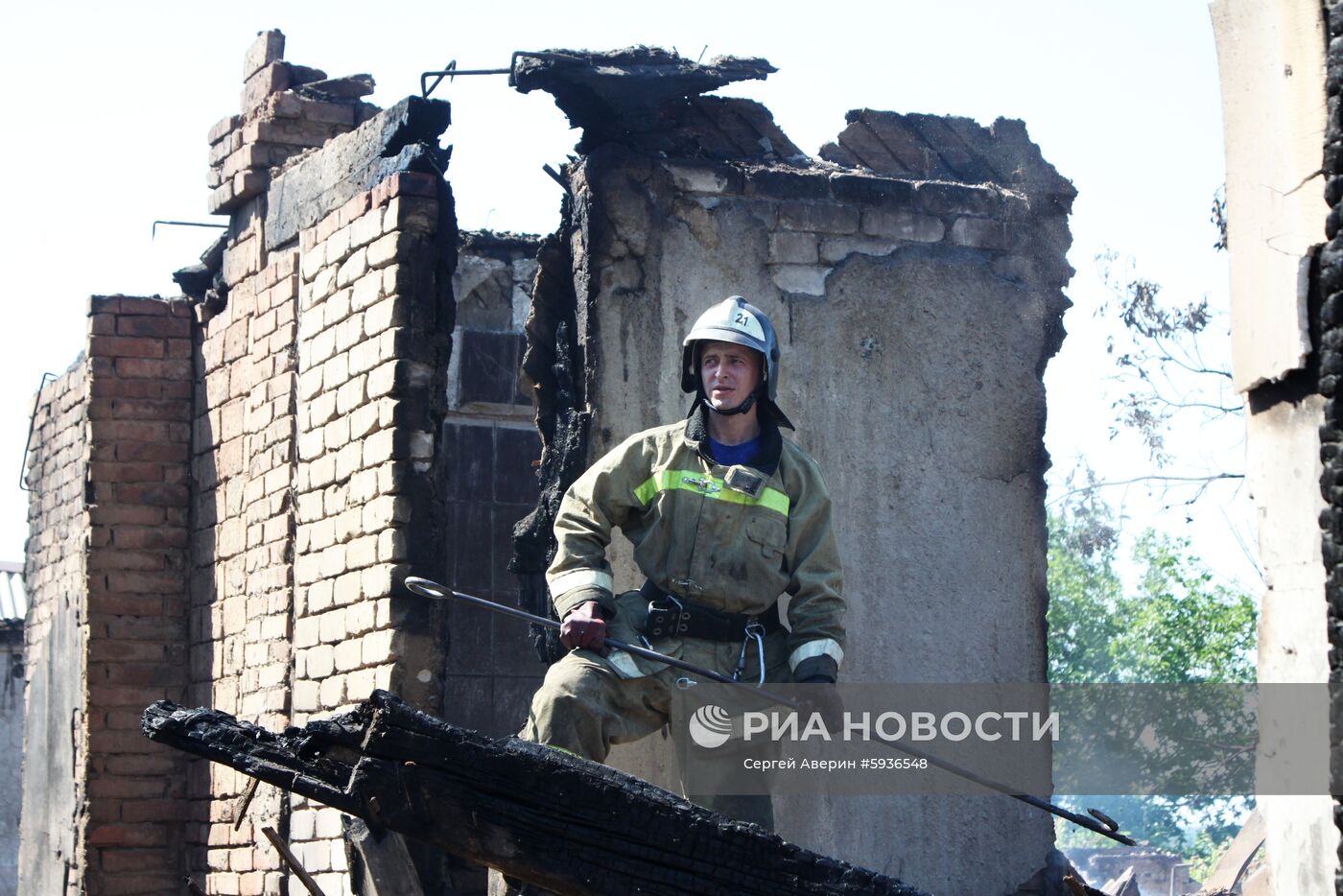 Последствия обстрела в Горловке