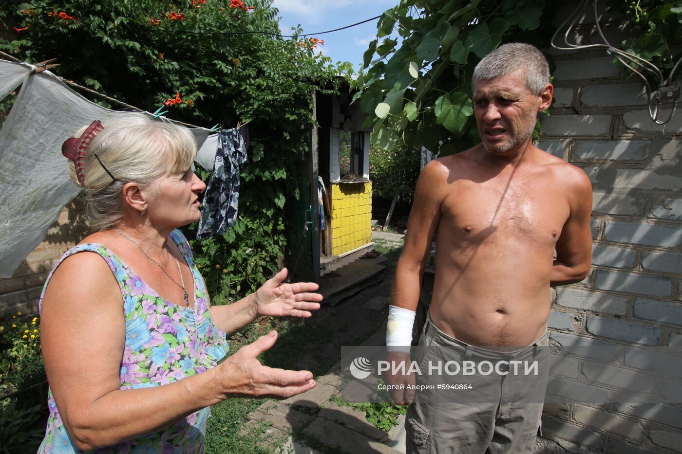 Последствия обстрела в Горловке