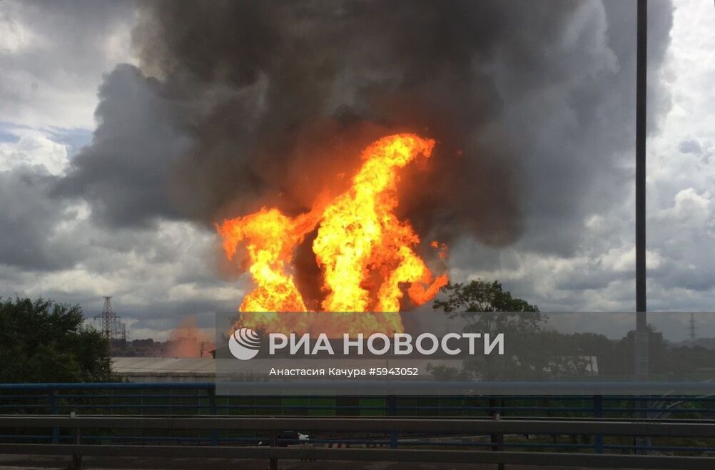 Пожар на территории Северной ТЭЦ в Мытищах