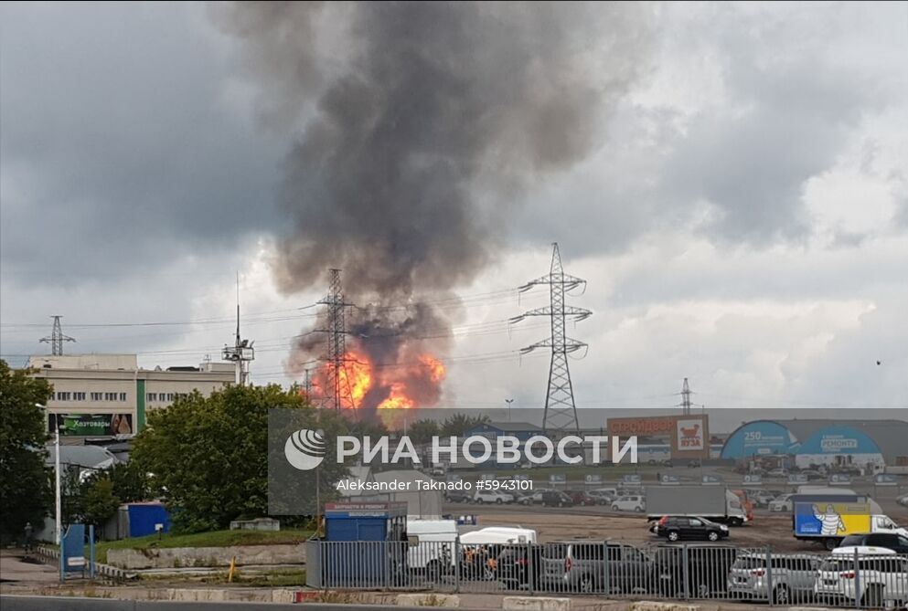 Пожар на территории Северной ТЭЦ в Мытищах