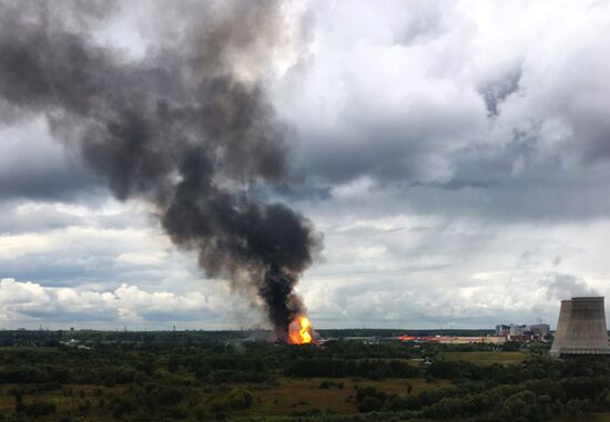 Пожар на территории Северной ТЭЦ в Мытищах