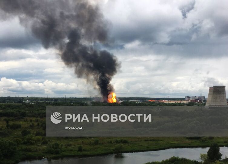 Пожар на территории Северной ТЭЦ в Мытищах