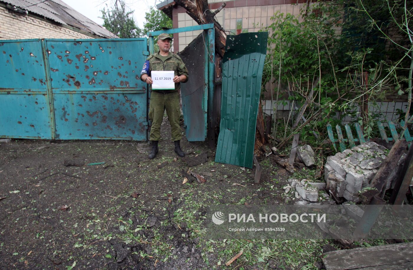 Последствия обстрела в Горловке