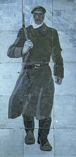 Мозаика "Красногвардеец" по эскизам А.Дейнеки