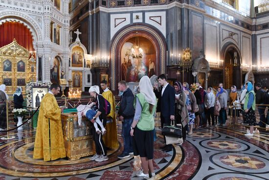 Поклонение мощам святых Петра и Февронии в Москве