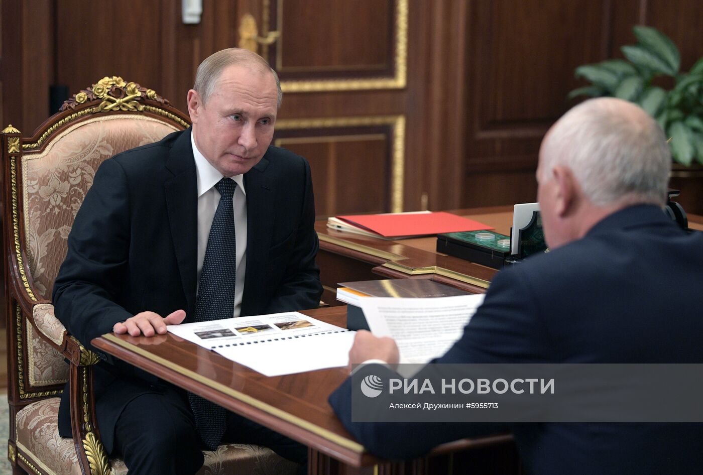 Президент РФ В. Путин встретился с главой "Ростеха" С. Чемезовым