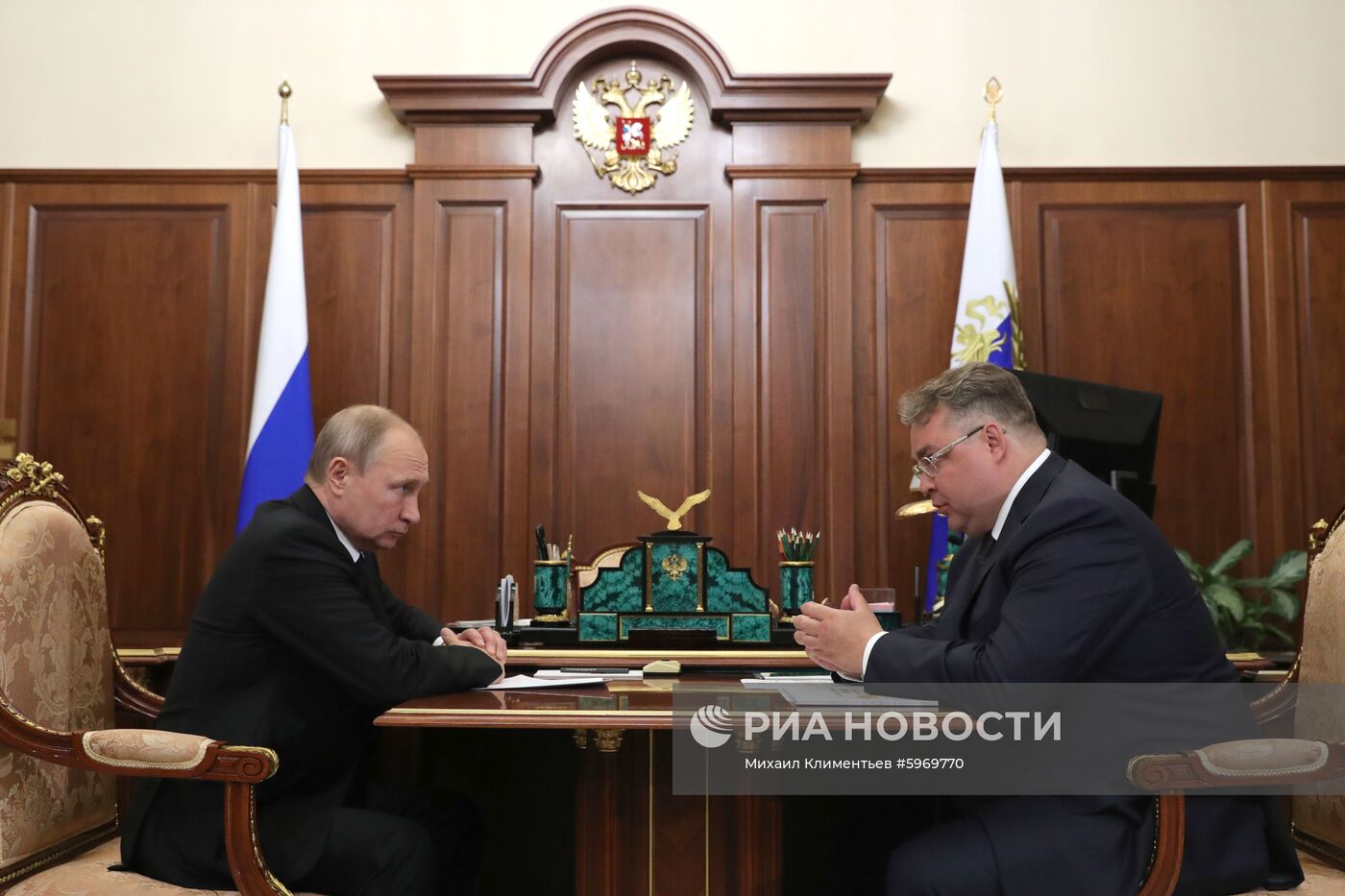 Президент РФ В. Путин встретился с губернатором Ставропольского края В. Владимировым