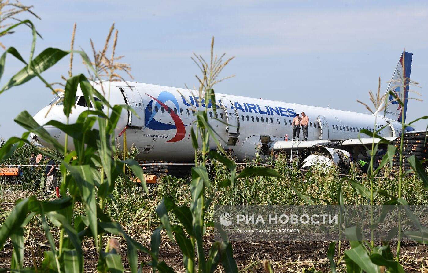 Подготовка к вывозу Airbus A321 с места ЧП