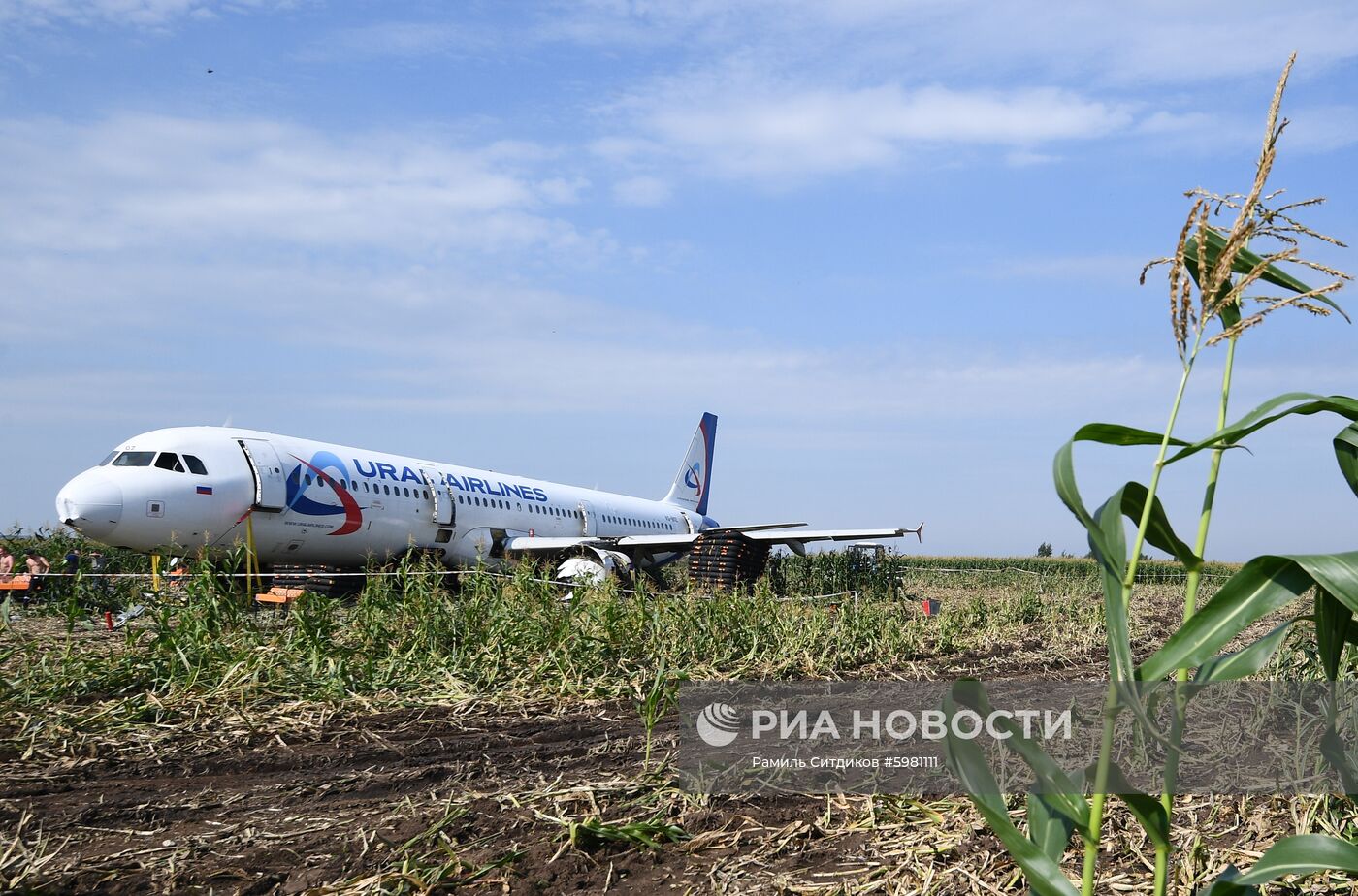 Подготовка к вывозу Airbus A321 с места ЧП