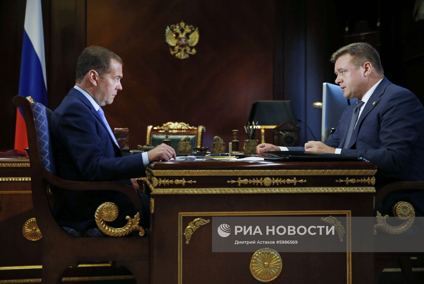 Премьер-министр РФ Д. Медведев встретился с губернатором Рязанской области Н. Любимовым
