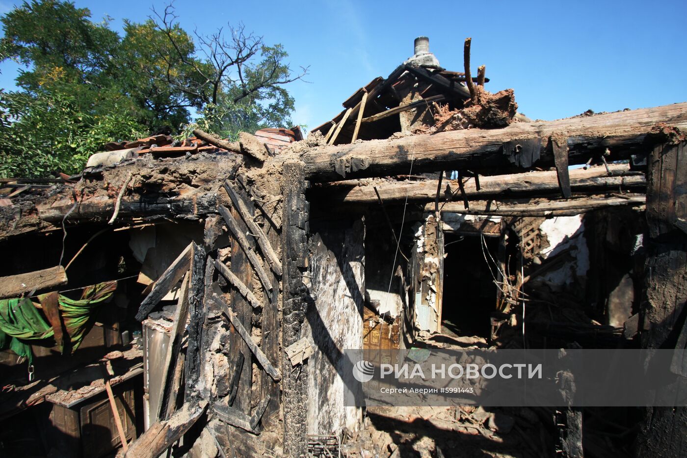 Последствия обстрела в Горловке