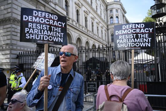 Акция против приостановки работы парламента в Лондоне