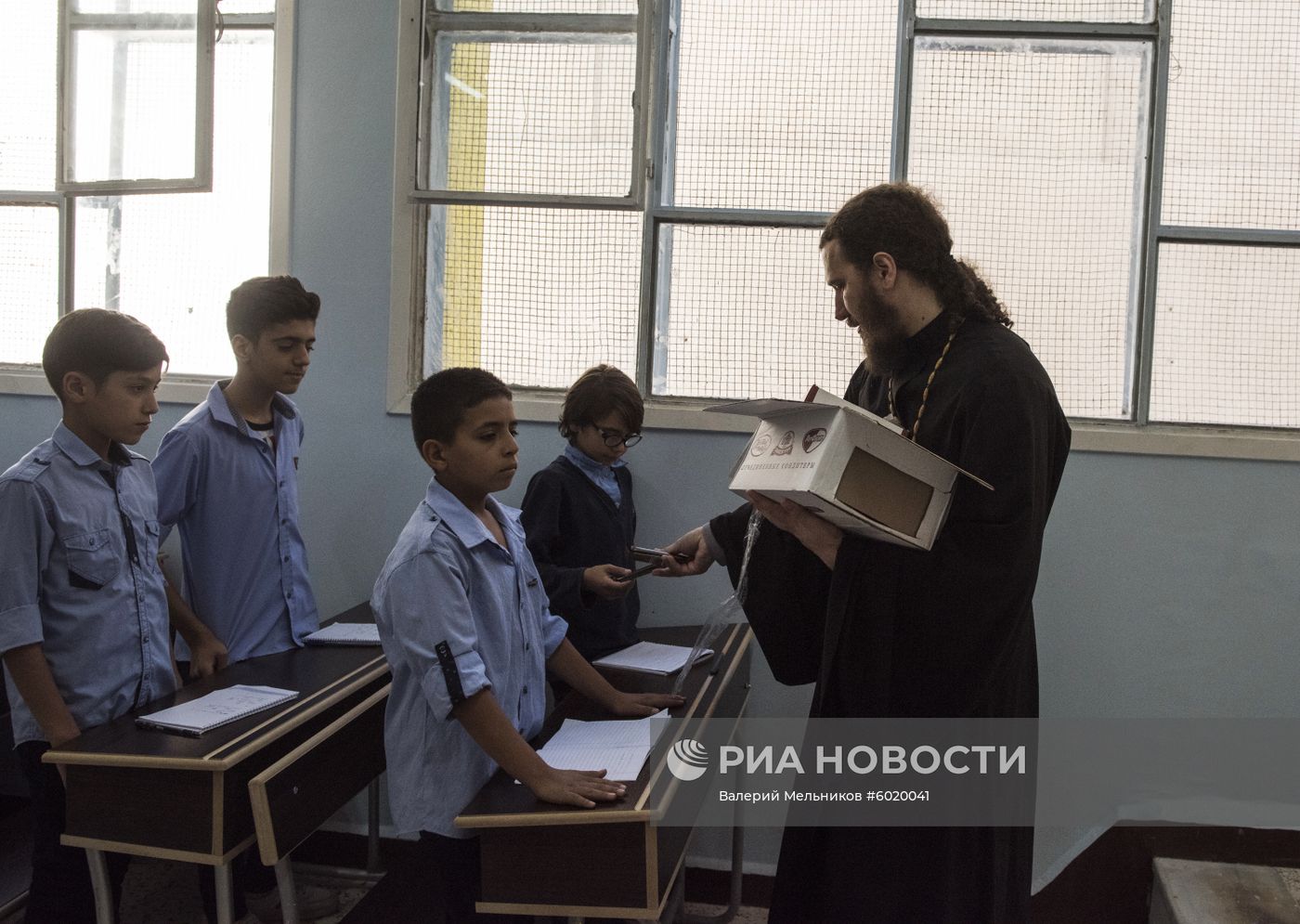 Открытие школы в Дамаске, отремонтированной на собранные в России средства