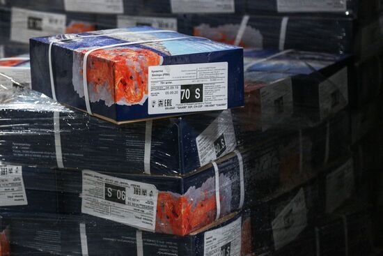 Прибытие судна с грузом креветок в порт Мурманска