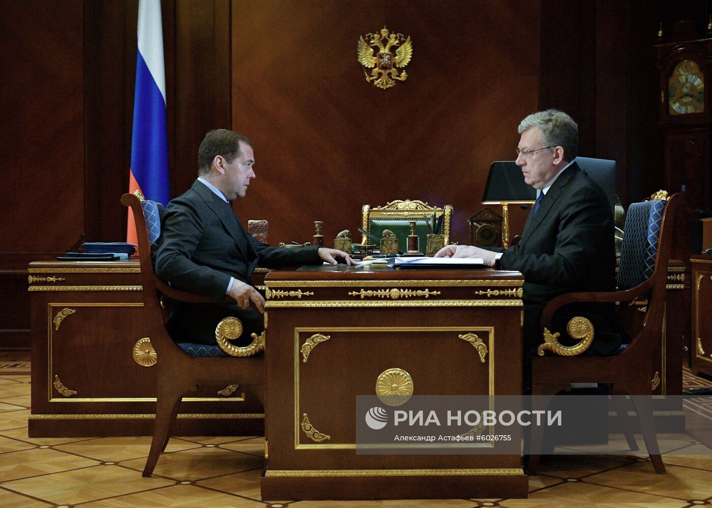 Премьер-министр РФ Д. Медведев встретился с председателем Счетной палаты РФ А. Кудриным