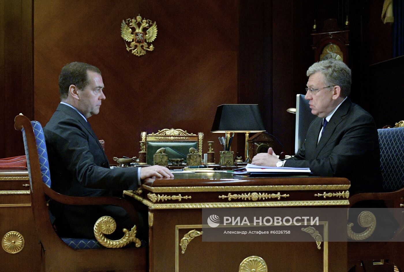 Премьер-министр РФ Д. Медведев встретился с председателем Счетной палаты РФ А. Кудриным