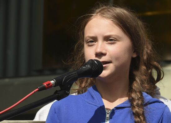 Митинг с участием экоактивистки Греты Тунберг в США